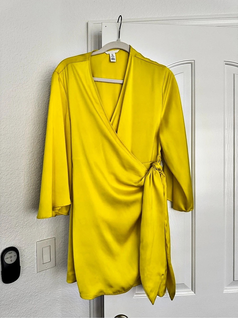 H&M Yellow Wrap Mini Dress Size Medium Like New